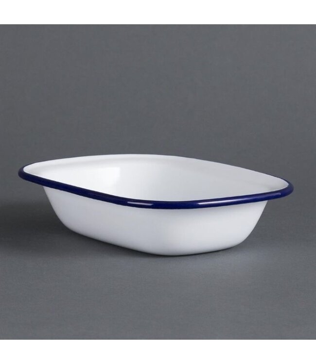 Serveerschaal rechthoekig 18x13,5cm - retro stijl - wit/blauw - 6 stuks