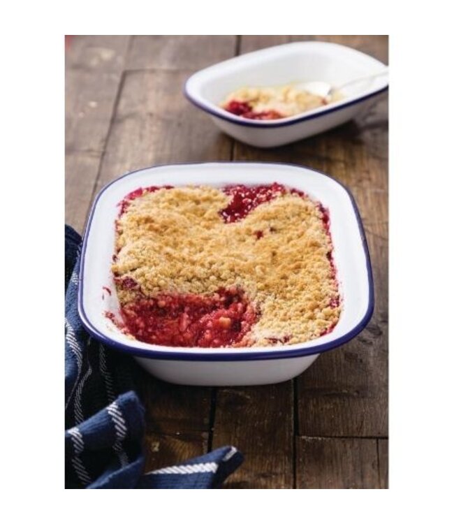 Serveerschaal rechthoekig 18x13,5cm - retro stijl - wit/blauw - 6 stuks