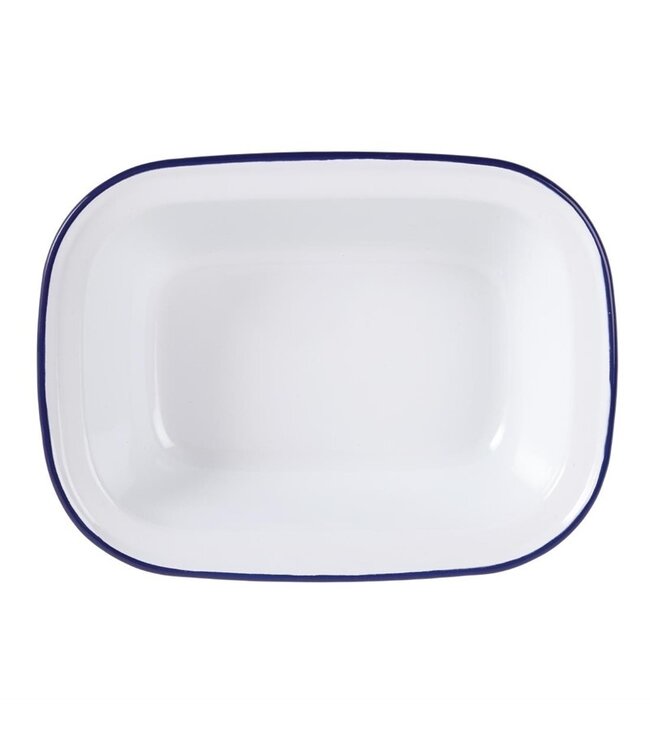 Serveerschaal rechthoekig 18x13,5cm - retro stijl - wit/blauw - 6 stuks