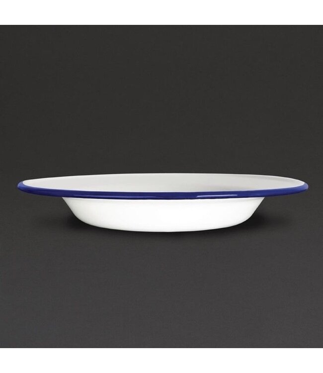 Soepbord 24,5cm - retro stijl - wit/blauw - 6 stuks