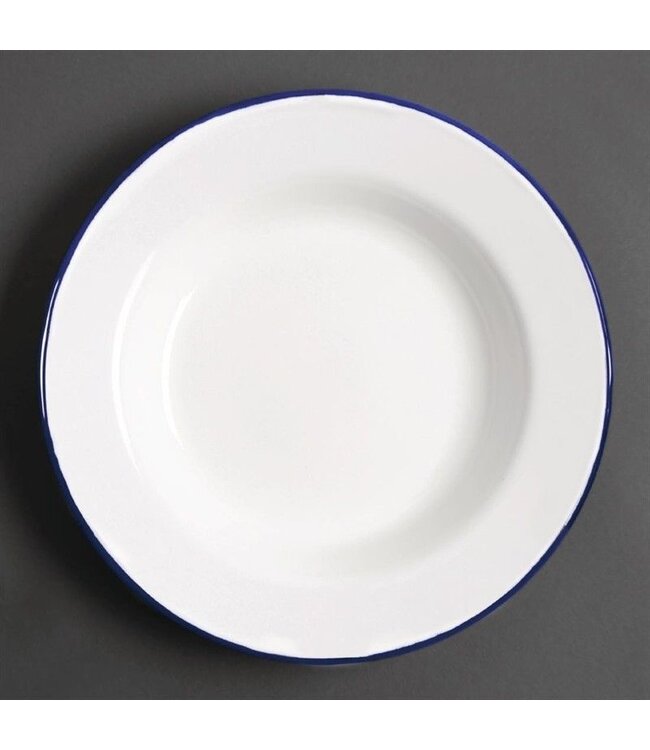 Soepbord 24,5cm - retro stijl - wit/blauw - 6 stuks