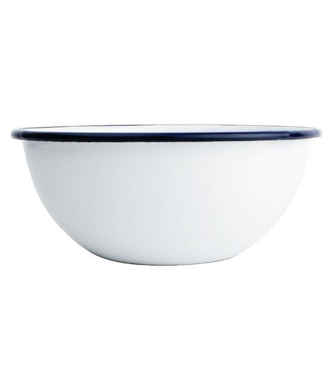 Kom rond 15,5cm - retro stijl - wit/blauw - 6 stuks