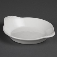 Ronde gratineerschaal met oren porselein | Per 6 stuks | 17x14cm Ronde gratineerschaal met oren porselein | Per 6 stuks | 17x14cm