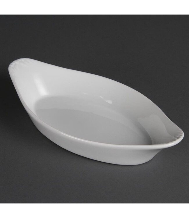 Ovale gratineerschaal met oren porselein | Per 6 stuks | 25,3x14cm