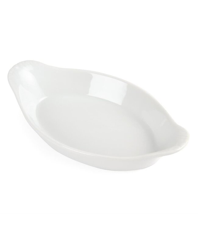 Ovale gratineerschaal met oren - wit - 6 stuks - 20,5cm
