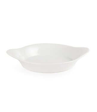 Ronde gratineerschaal met oren porselein | Per 6 stuks | 15,6x12,6cm