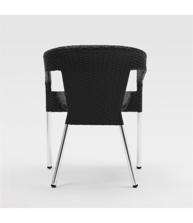 Stoel Laurens - zwart rotan - set van 4 stuks