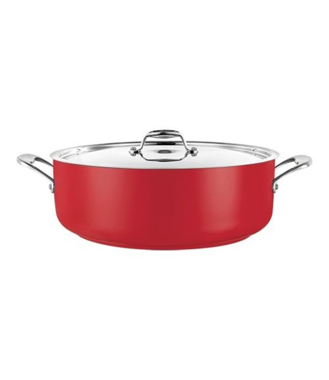 Kookpan pujadas - rood - rvs laag - 8,9 liter