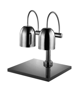 CaterChef Warmhoudlamp dubbel met marmeren plateau - chroom