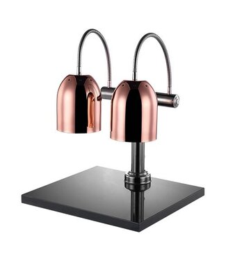 CaterChef Warmhoudlamp dubbel met marmeren plateau - koper