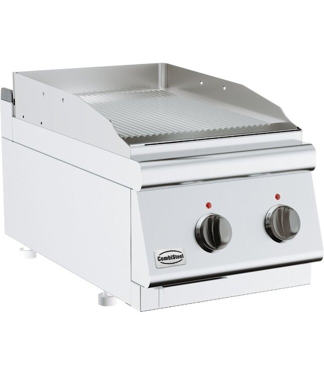 Combisteel Bakplaat elektrisch 700 Line | geribbeld | 3,6kW | (H)30x(B)40x(D)70