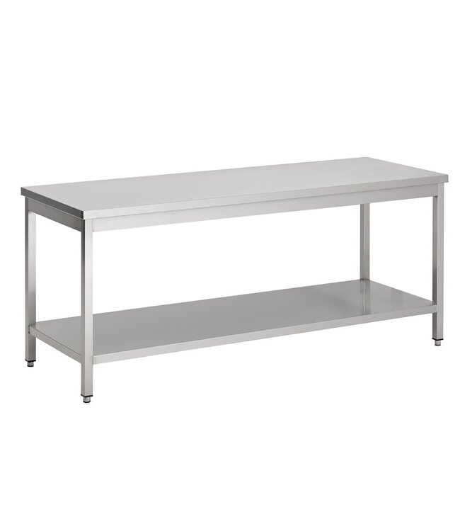 Werktafel RVS met onderplank | Chef Line | (H)90x(B)140x(D)70