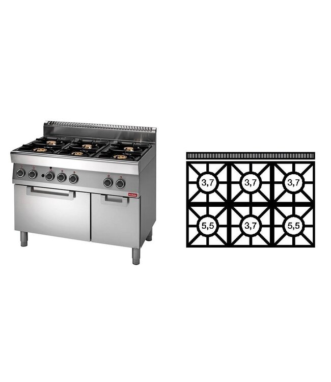 Gasfornuis Modular 700 - 6-pits+oven