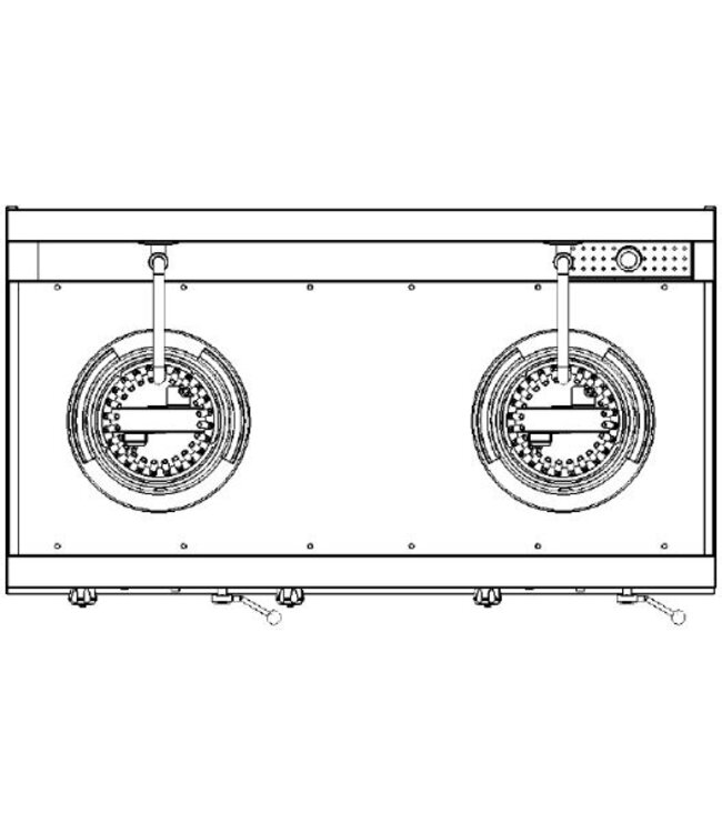Power woktafel | aardgas | 2 branders | 66kW | (H)75/105x(B)140x(D)75cm