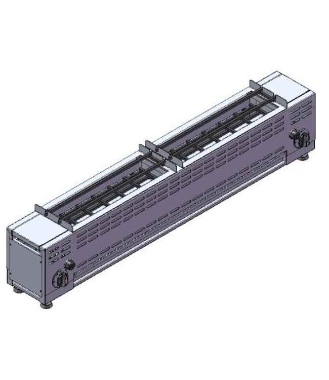 Sategrill met lavastenen | Gas | 14kW | (H)28,5/31x(B)140x(D)20cm