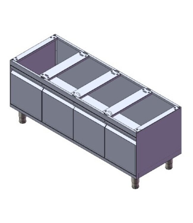 Werkunit onderstel 60cm diep | voor 4 units | (H)63x(B)152x(D)60cm