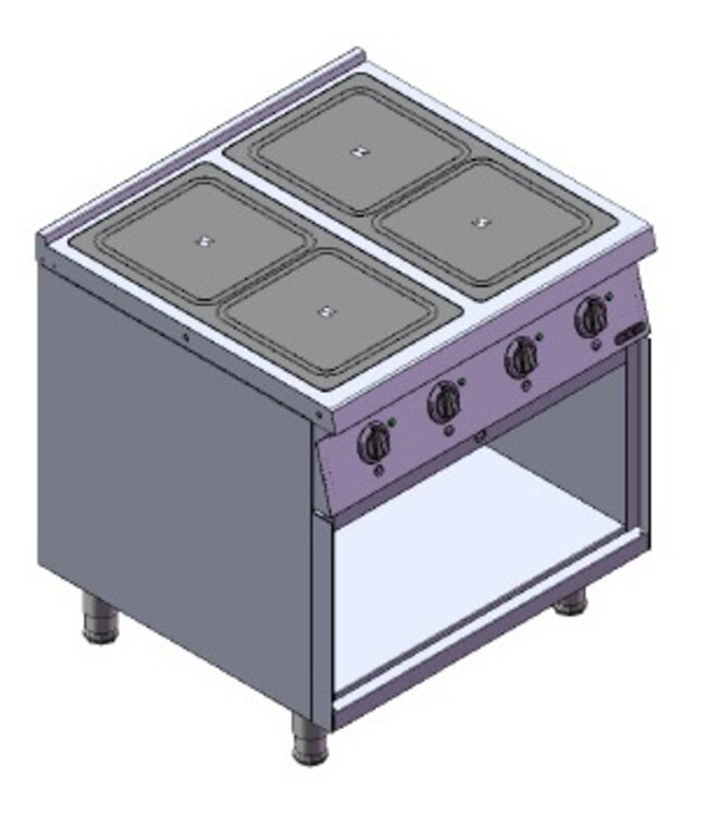 Inductie fornuis | 4 zones | 14kW | (H)85x(B)80x(D)75cm