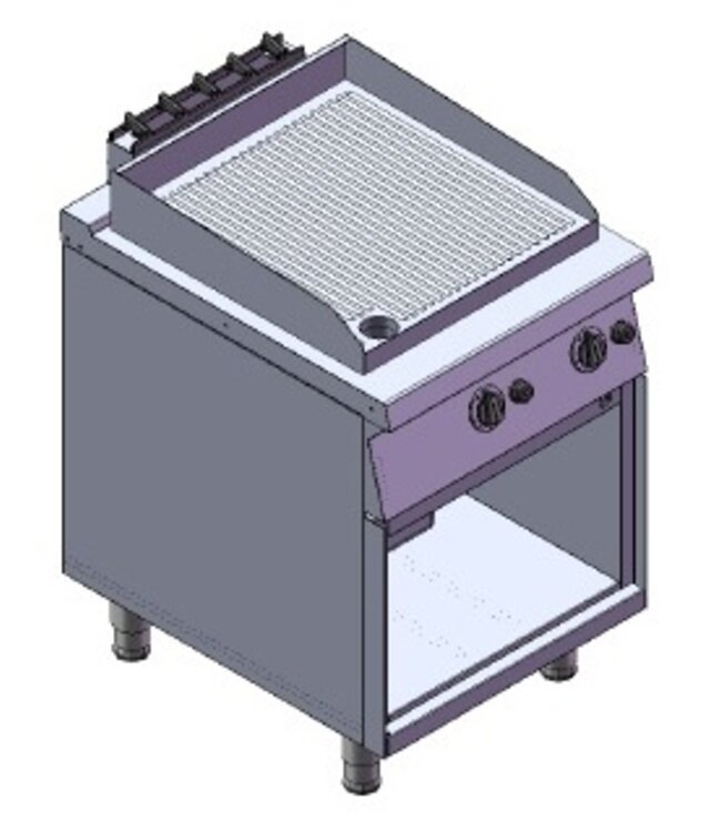 Bakplaat gegroefd | aardgas | 10kW | (H)85/97x(B)60x(D)75cm
