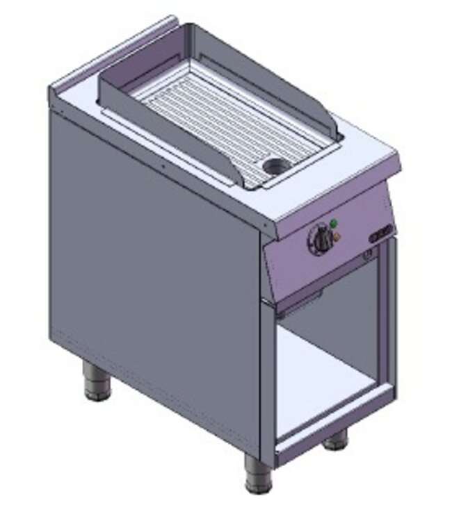 Bakplaat gegroefd | 400V | 3,9kW | (H)85/97x(B)40x(D)75cm
