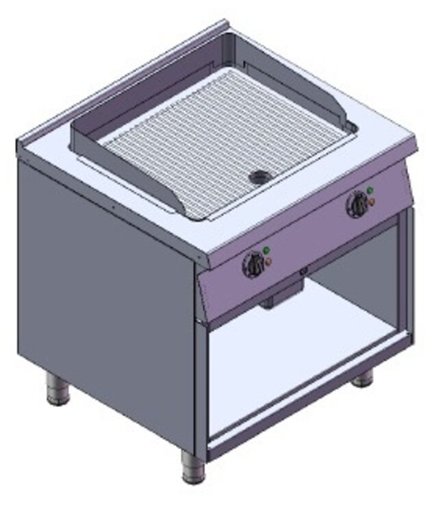 Bakplaat gegroefd | 400V | 9,1kW | (H)85/97x(B)80x(D)75cm