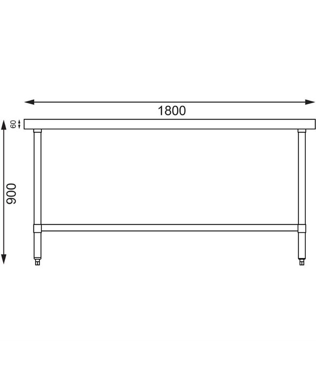 Werktafel flat-pack - centraal diep model - 180(B)x90(D)