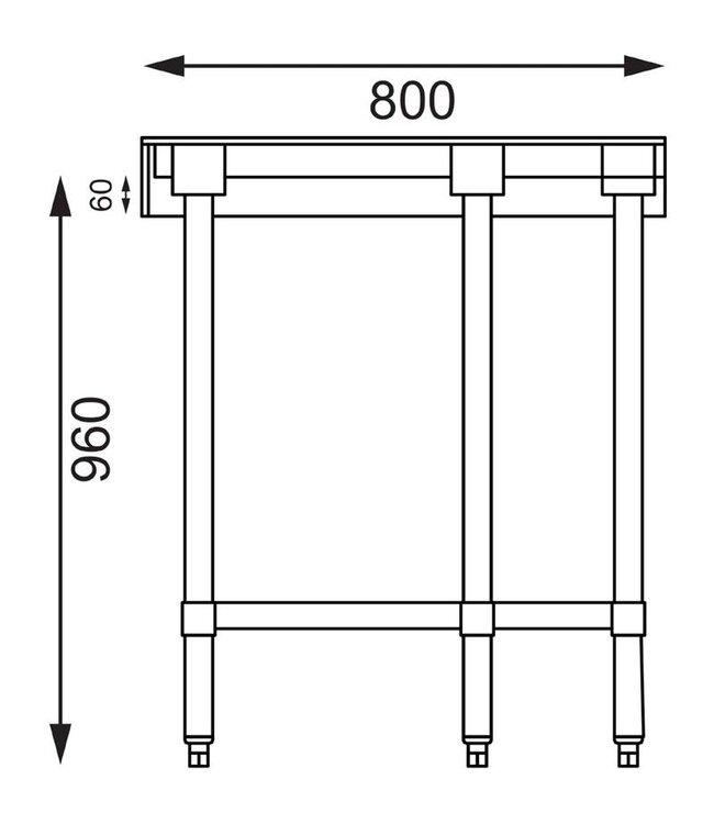 Werktafel flat-pack- hoekmodel - (B)80x(D)60