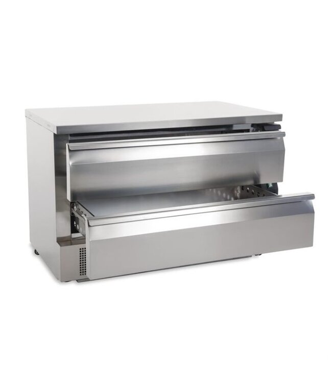 Koel/vrieswerkbank met 2 lades | 6x 1/1GN | (H)87x(B)123x(D)70cm