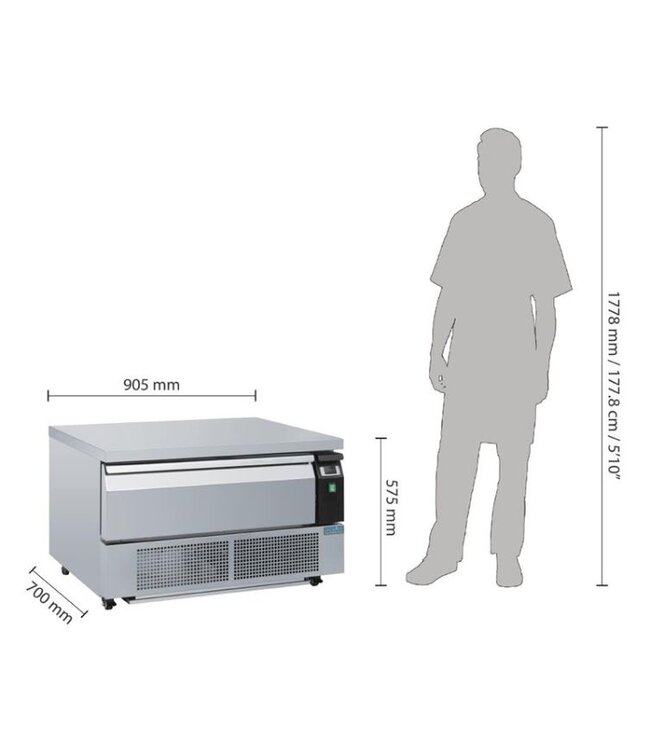Lage koel/vrieswerkbank met lade | 2x 1/1GN | (H)60,5x(B)90,5x(D)70cm