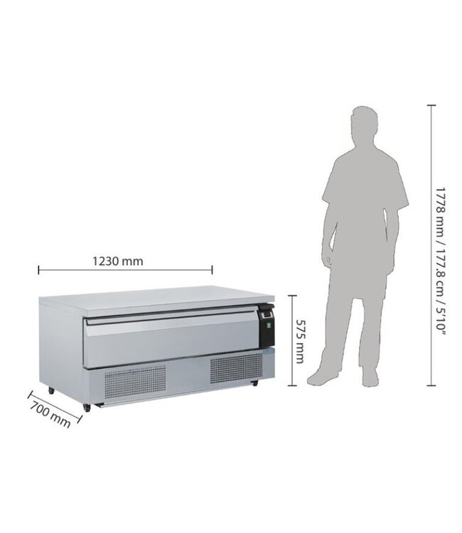 Lage koel/vrieswerkbank met lade | 3x 1/1GN | (H)60,5x(B)123x(D)70cm