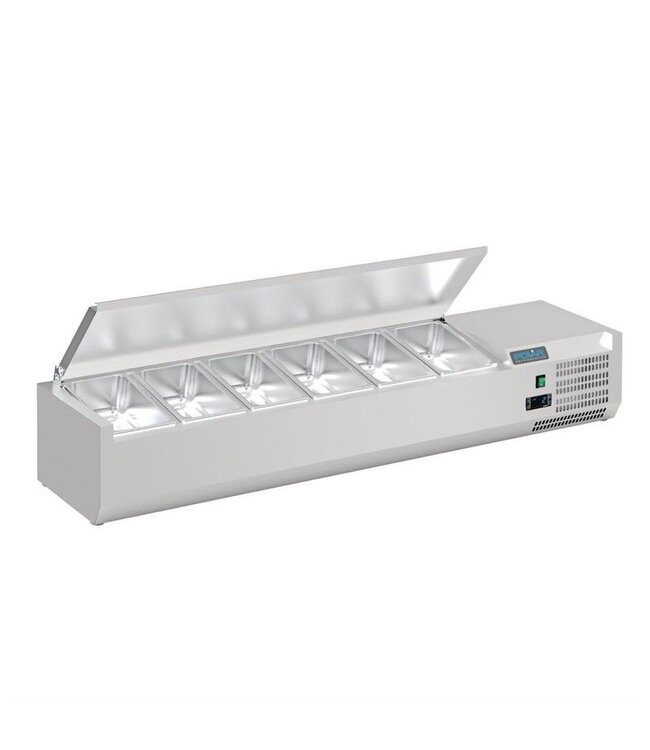 Polar Opzetkoelvitrine Polar RVS | 6x 1/4GN | (H)27,4x(B)140x(D)33,5