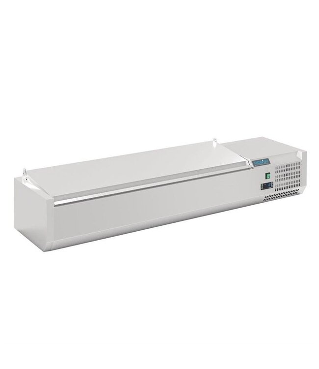 Opzetkoelvitrine Polar RVS | 6x 1/4GN | (H)27,4x(B)140x(D)33,5cm