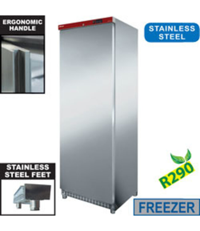 Statische vrieskast RVS | 400L | N400X-R2 | (H)192,5x62,6x74cm