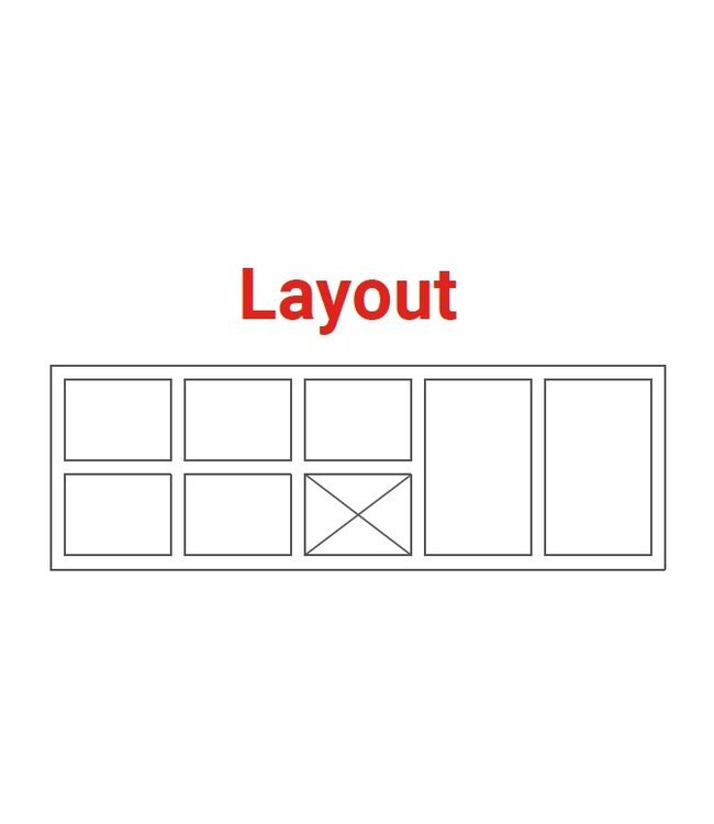 Saladette | layout 7 | 2 deurs en 5 lades | boven 12x 1/6GN | (H)85/90x(B)213x(D)70cm