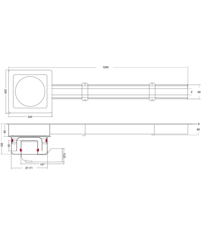RVS horeca sleufafvoer | Modulair | 1000 mm