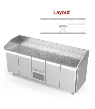 Pizza koelwerkbank | layout 12 | 2 deurs en 6 lades | (H)85/90x(B)213x(D)70cm