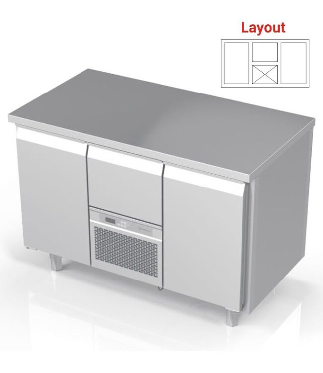 Koelwerkbank | layout 1 | 2 deurs en 1 lade | -2 tot 8° | (H)85/90x(B)130x(D)70cm