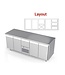 Koelwerkbank | layout 11 | 3 deurs en 4 lades rechts | -2 tot 8° | (H)85/90x(B)213x(D)70cm