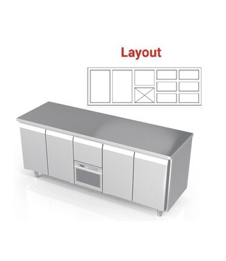 Koelwerkbank | layout 12 | 2 deurs en 7 lades rechts | -2 tot 8°