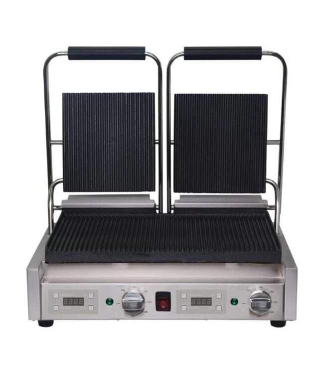 Contactgrill | power double | geribbeld | 2,9kW | (H)21x(B)55x(D)39,5