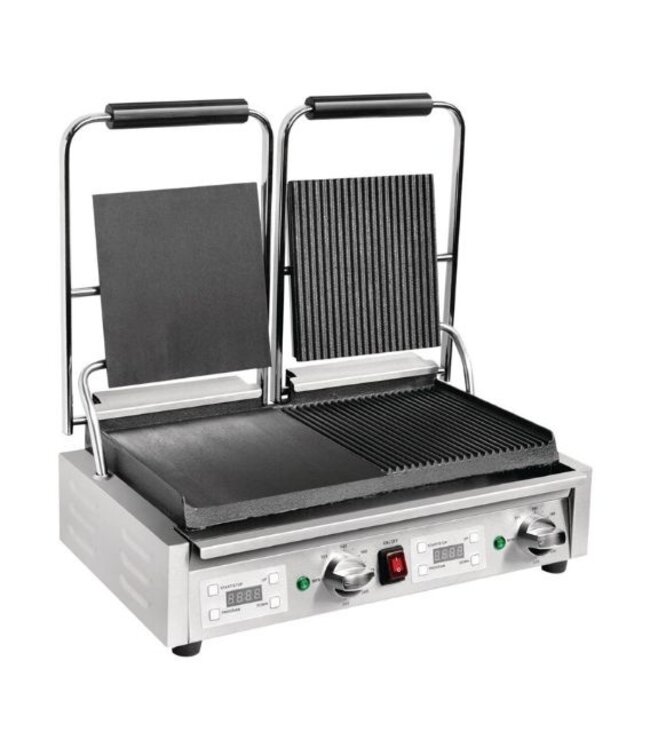 Contactgrill | power double | rechts geribbeld | 2,9kW | (H)21x(B)55x(D)39,5