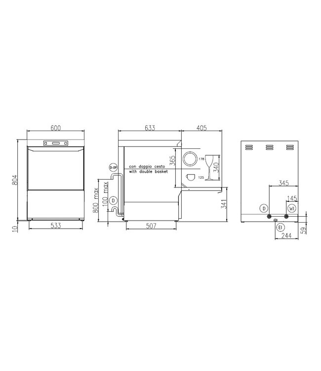 Vaatwasser AS50.35E PRS S SD | complete uitvoering | 230V of 400V | PRS systeem (VOOR HEAVY DUTY LOCATIES!) - incl ingebouwde waterontharder