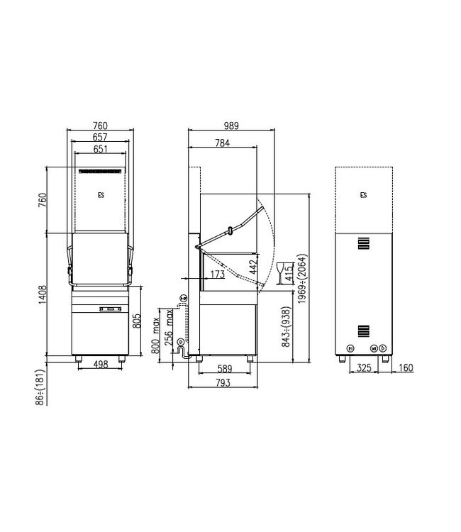 Doorschuifvaatwasser AH1240E PRS DP | complete uitvoering | 400V | PRS systeem (VOOR HEAVY DUTY LOCATIES!)