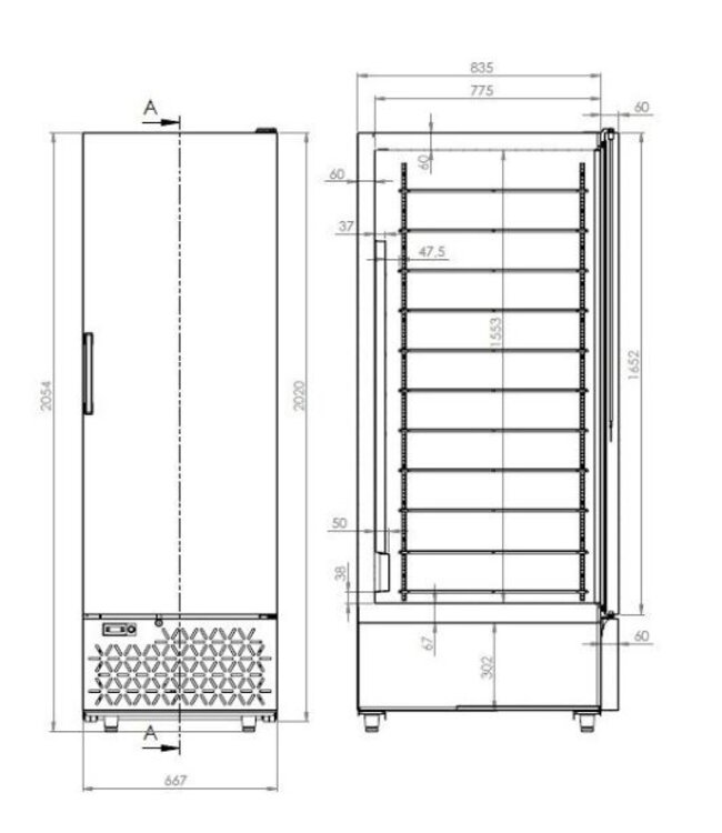 Schepijs bewaarkast vriezer | 66x 5L | 658L | (H)202x(B)66,7x(D)89,5cm