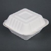 Bagasse hamburgerbakjes - magnetronbestendig - 14,6cm Bagasse hamburgerbakjes - magnetronbestendig - 14,6cm