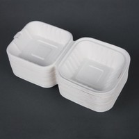 Bagasse hamburgerbakjes - magnetronbestendig - 14,6cm Bagasse hamburgerbakjes - magnetronbestendig - 14,6cm