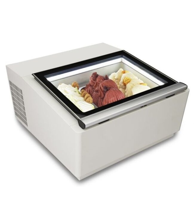 Schepijsvitrine | Tafelmodel | Wit | Opening bedieningszijde | 3x5 liter | (H)37,5x(B)67x(D)75cm