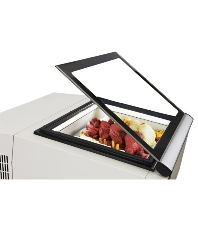 Schepijsvitrine | Tafelmodel | Wit | Opening bedieningszijde | 3x5 liter | (H)37,5x(B)67x(D)75cm