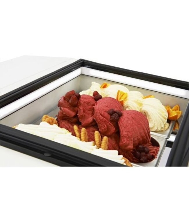 Schepijsvitrine | Tafelmodel | Wit | Opening bedieningszijde | 3x5 liter | (H)37,5x(B)67x(D)75cm