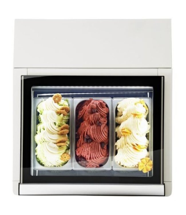 Schepijsvitrine | Tafelmodel | Wit | Opening bedieningszijde | 3x5 liter | (H)37,5x(B)67x(D)75cm