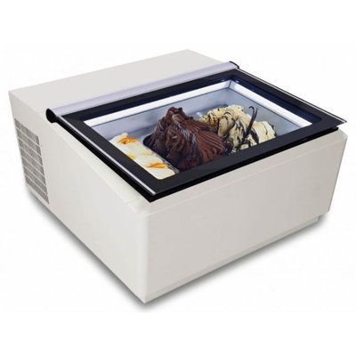 Schepijsvitrine - tafelmodel wit - opening klantzijde - 3x5 liter - (h)37,5x(b)67x(d)75